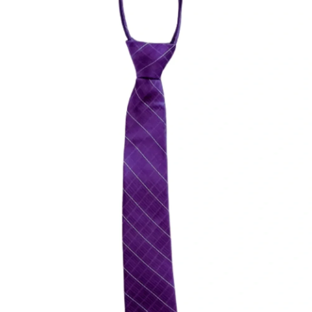 Boy's Self Adjustable Zipper Tie- Plum